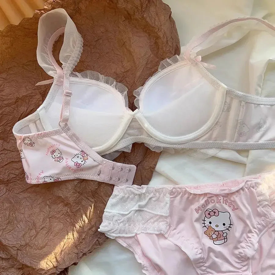 pink/black sanrio crack bra set